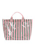 Glossy Striped Polyurethane Alloy Hardware Tote Handbag