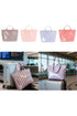 Glossy Striped Polyurethane Alloy Hardware Tote Handbag