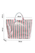 Glossy Striped Polyurethane Alloy Hardware Tote Handbag