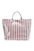 Glossy Striped Polyurethane Alloy Hardware Tote Handbag