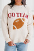 Go Team Football Drop Shoulder Letter Print Knit Sweater