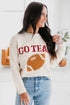 Go Team Football Drop Shoulder Letter Print Knit Sweater