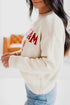 Go Team Football Drop Shoulder Letter Print Knit Sweater