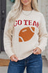 Go Team Football Drop Shoulder Letter Print Knit Sweater