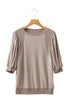 Goat Half Lantern Sleeve Solid Colour Pullover Top