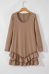 Goat Scoop Neck Tiered Ruffled Hem Long Sleeve Mini Dress