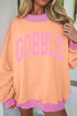 GOBBLE Lettering Polka Dot Mock Neck Pullover Sweatshirt
