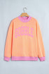 GOBBLE Lettering Polka Dot Mock Neck Pullover Sweatshirt