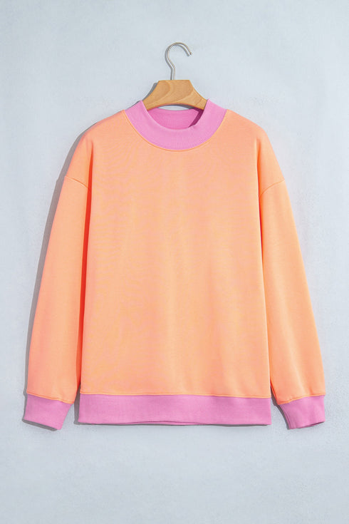 GOBBLE Lettering Polka Dot Mock Neck Pullover Sweatshirt