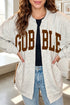Gobble Slogan Graphic V Neck Zipped Sweatshirt