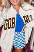 Gobble Slogan Graphic V Neck Zipped Sweatshirt