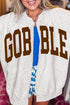 Gobble Slogan Graphic V Neck Zipped Sweatshirt