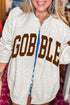 Gobble Slogan Graphic V Neck Zipped Sweatshirt