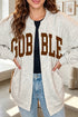 Gobble Slogan Graphic V Neck Zipped Sweatshirt