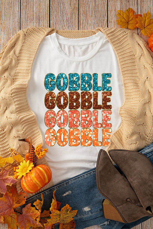 Gobble Text Graphic Crewneck Short Sleeve Tee