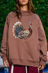 Gobble Turkey Graphic High Neck Americana Inspired Sweatshirt