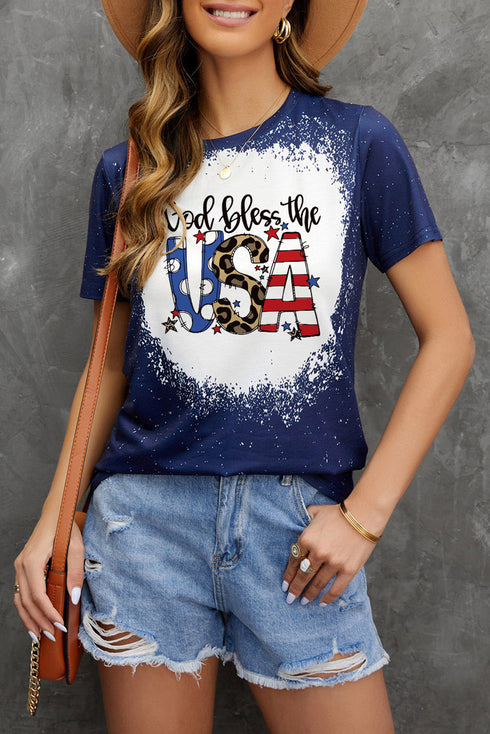 God Bless The USA Leopard Print Graphic Tee