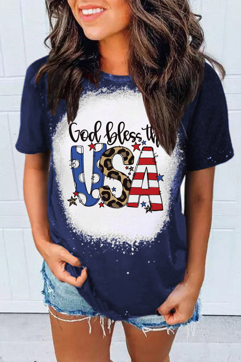God Bless The USA Leopard Print Graphic Tee