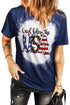 God Bless the USA Print Bleach Short Sleeve T-Shirt