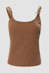 Gold Chain Straps Rib Knit Tank Top