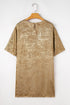 Gold Metallic Luster Crewneck Mini T-Shirt Dress