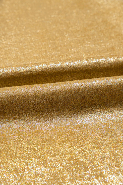 Gold Metallic Luster Frilled Half Sleeve Blouse