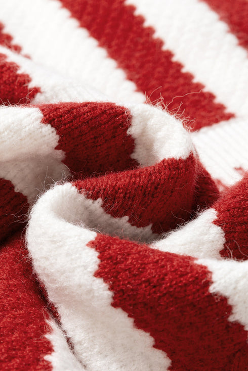 Gold-Tone Button Stripe Pattern Crew Neck Long Sleeve Knit Cardigan Sweater