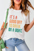Good Day Boat Slogan Graphic Print Short Sleeve Tee