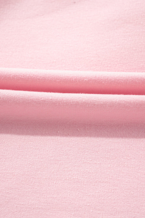 Gossamer Pink Color Block Half Buttoned Ruffled Short Sleeve T Shirt