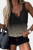 Gradient Leopard Split Neck Tank Top