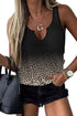 Gradient Leopard Split Neck Tank Top
