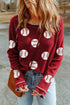 Grand Slam Style Baseball Print Waffle Knit Raglan Sleeve Top