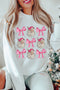 Graphic Bow And Santa Print Crew Neck Sweatshirt