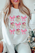 Graphic Bow And Santa Print Crew Neck Sweatshirt