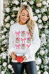 Graphic Bow And Santa Print Crew Neck Sweatshirt
