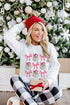 Graphic Bow And Santa Print Crew Neck Sweatshirt