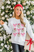 Graphic Bow And Santa Print Crew Neck Sweatshirt