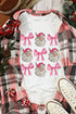 Graphic Bow And Santa Print Crew Neck Sweatshirt