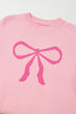 Graphic Bow Drop Shoulder Relaxed Fit Crewneck Sweater