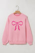 Graphic Bow Drop Shoulder Relaxed Fit Crewneck Sweater