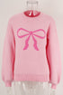 Graphic Bow Drop Shoulder Relaxed Fit Crewneck Sweater