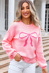 Graphic Bow Drop Shoulder Relaxed Fit Crewneck Sweater