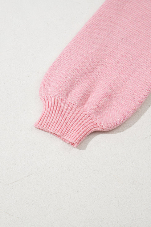 Graphic Bow Drop Shoulder Relaxed Fit Crewneck Sweater