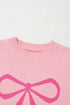 Graphic Bow Drop Shoulder Relaxed Fit Crewneck Sweater