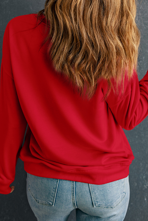 Graphic Bow Pattern Drop Shoulder Pullover Sweatshirt