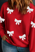 Graphic Bow Pattern Drop Shoulder Pullover Sweatshirt