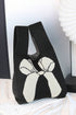 Graphic Bow Pattern Knitted Double Handle Tote Bag