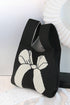 Graphic Bow Pattern Knitted Double Handle Tote Bag
