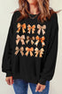 Graphic Bow Print Long Sleeve Pullover Sweatshirt
