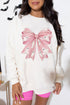 Graphic Bow Print Oversized Crewneck Pullover Sweatshirt